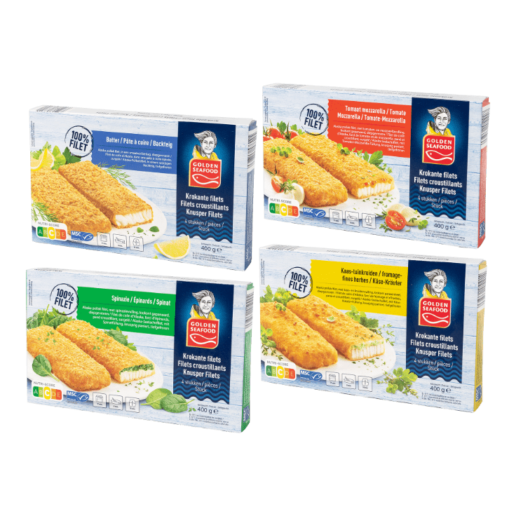 GOLDEN SEAFOOD® Gepaneerde visfilets, 4 st.