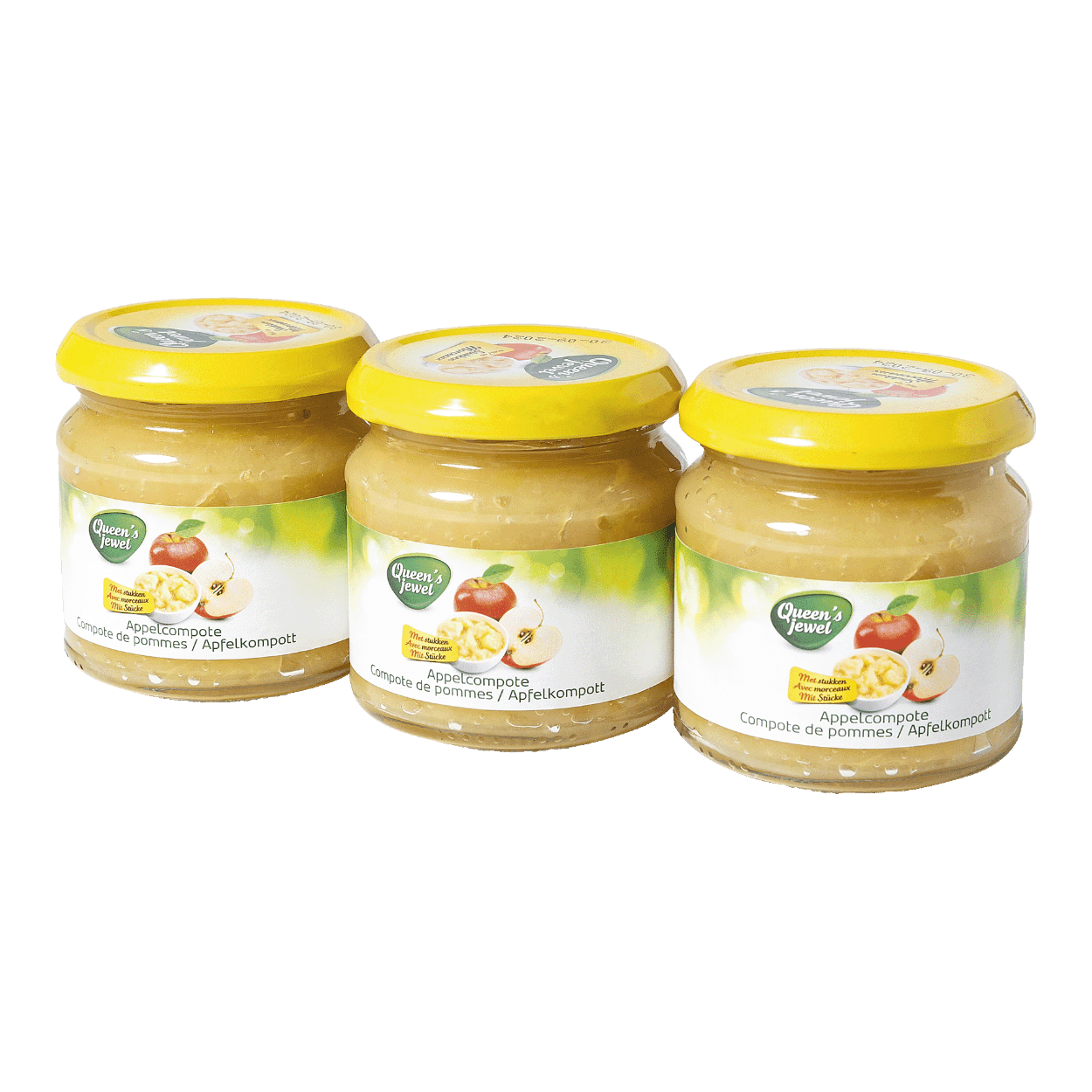 QUEEN'S JEWEL® Compote de pommes avec morceaux, pack de 3 bon marché