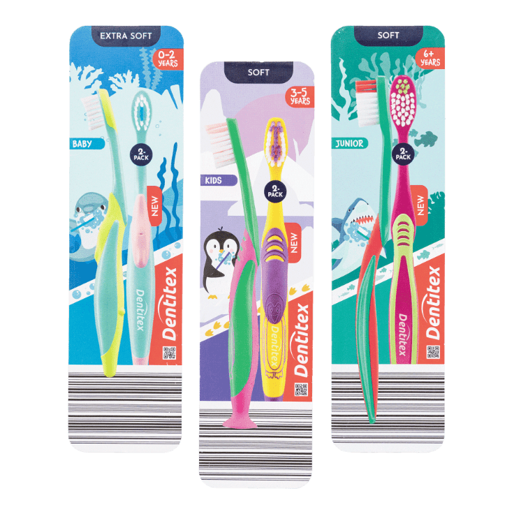 DENTITEX® Tandenborstels voor kinderen, 2 st.