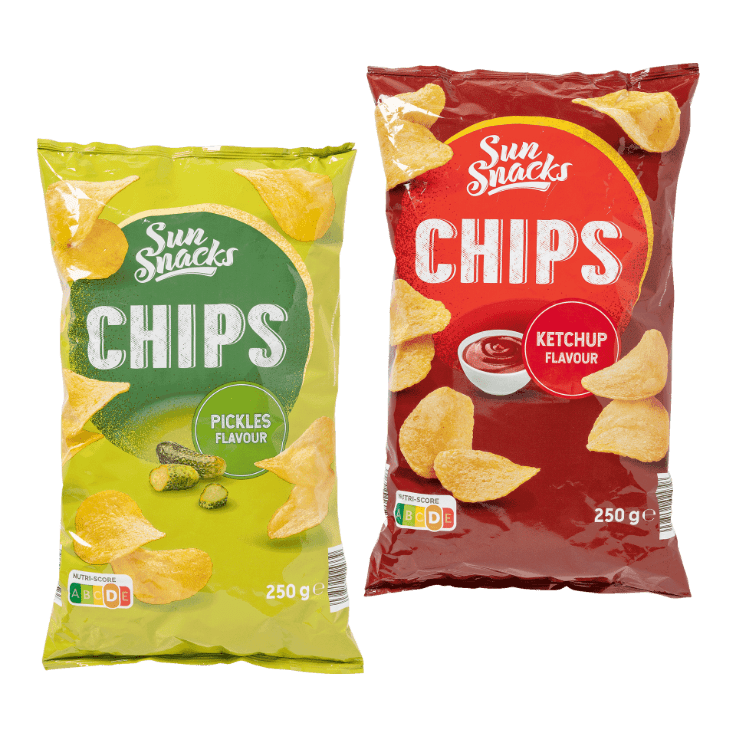 SUNSNACKS® Pickles- of ketchupchips