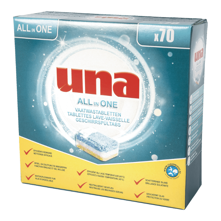 UNA® Vaatwastabletten all-in-one, 70 st.