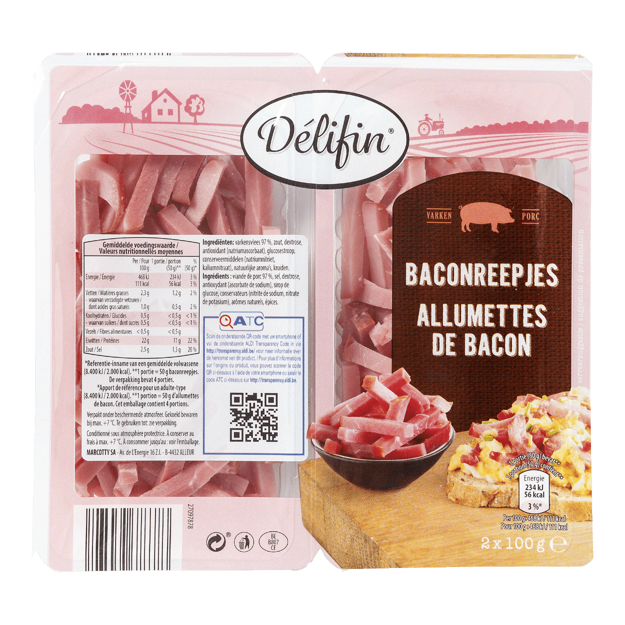 DÉLIFIN® Lardons, pack de 2 bon marché chez ALDI