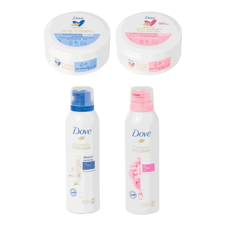 DOVE® One cream of doucheschuim