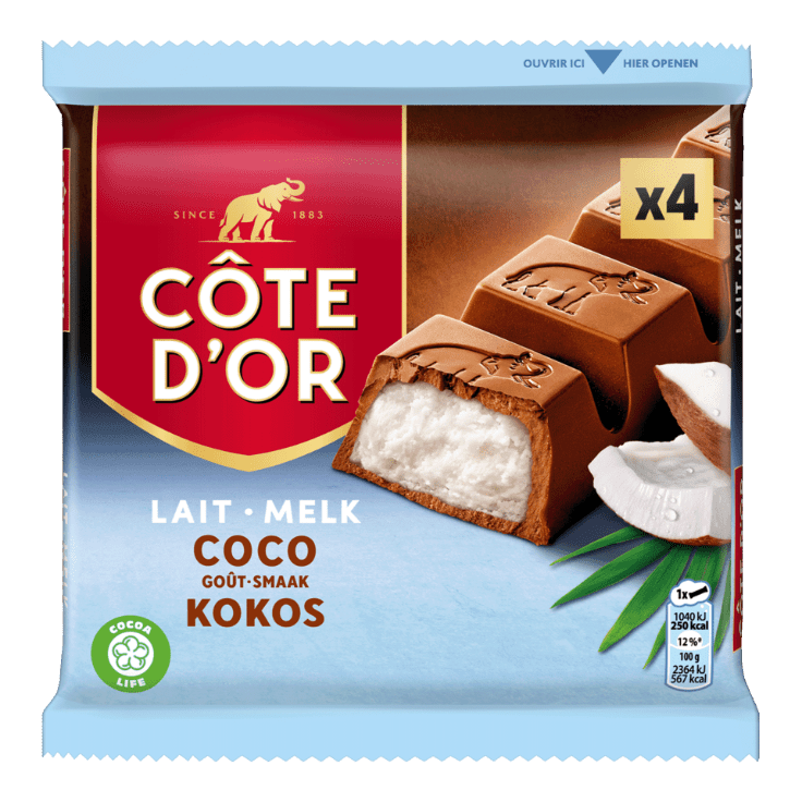 CÔTE D'OR® Melkchocoladereep met kokos